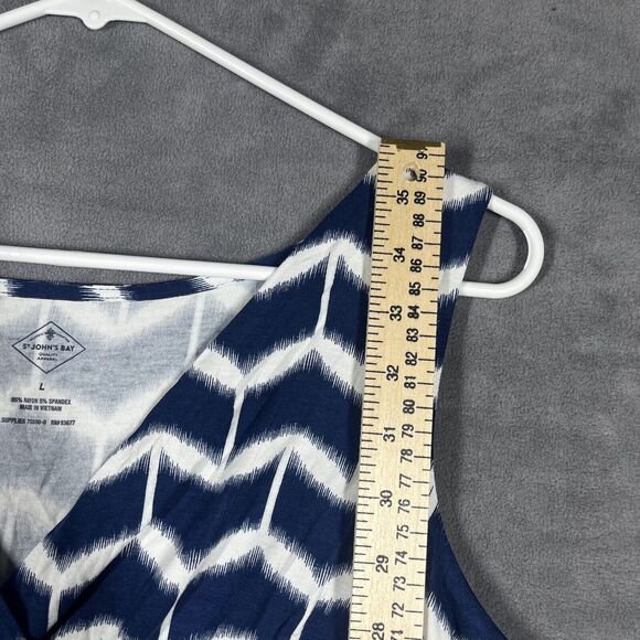 St. John Bay A-Line Dress Women's Large Blue Rayon Stretch Classic Surplice Neck - Picture 6 of 7